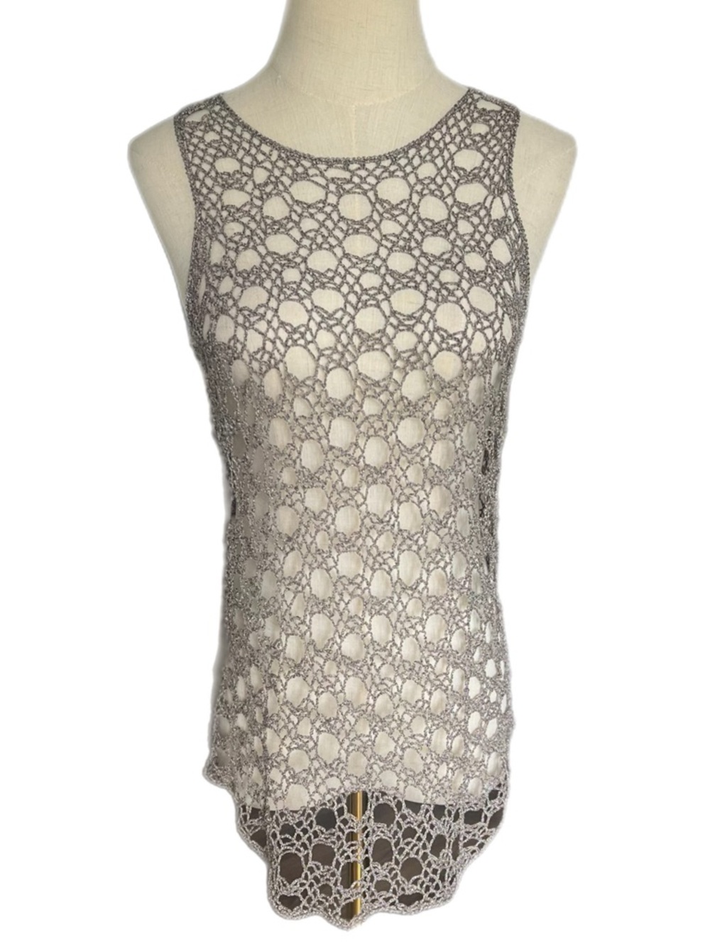Eileen Fisher Open Knit Crochet Tank Top – Size Medium – Italian Yarn
